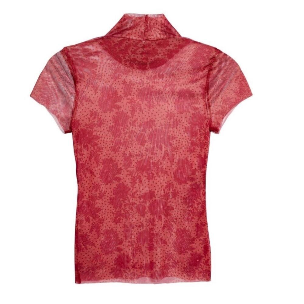 Intimately Free People Burgundy Mesh Sheer Baby Tee Large Y2K Festival Coquette